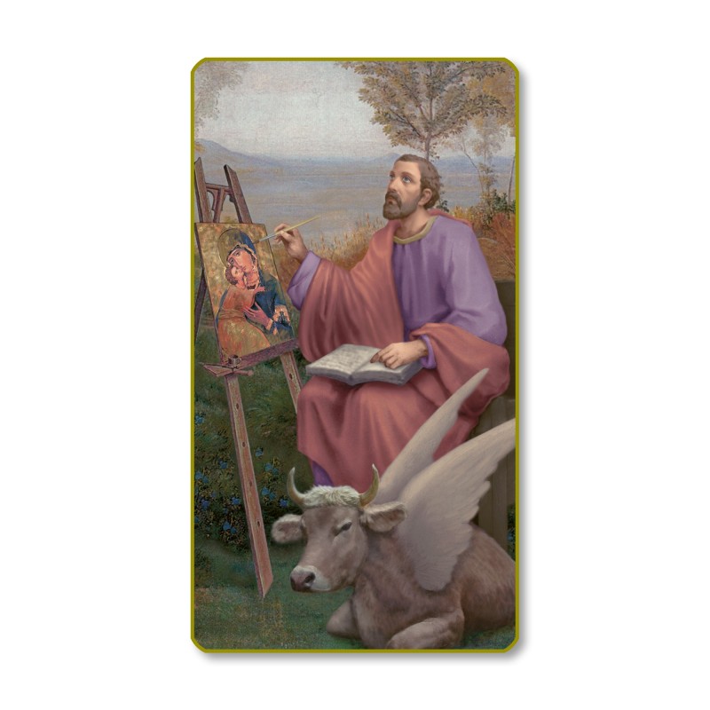 Santino con bordo dorato e angoli stondati di San Luca Evangelista