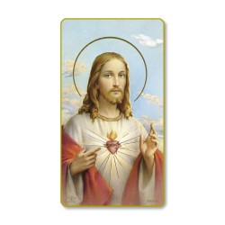 Santino del Sacro Cuore di Gesù con bordo dorato e angoli stondati