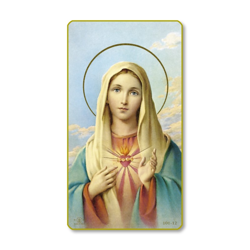 Santino del Cuore Immacolato di Maria con bordo dorato e angoli stondati Santino del Cuore Immacolato di Maria con bordo dorato e angoli stondati