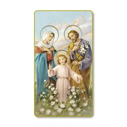 Santino della Sacra Famiglia con bordo dorato e angoli stondati