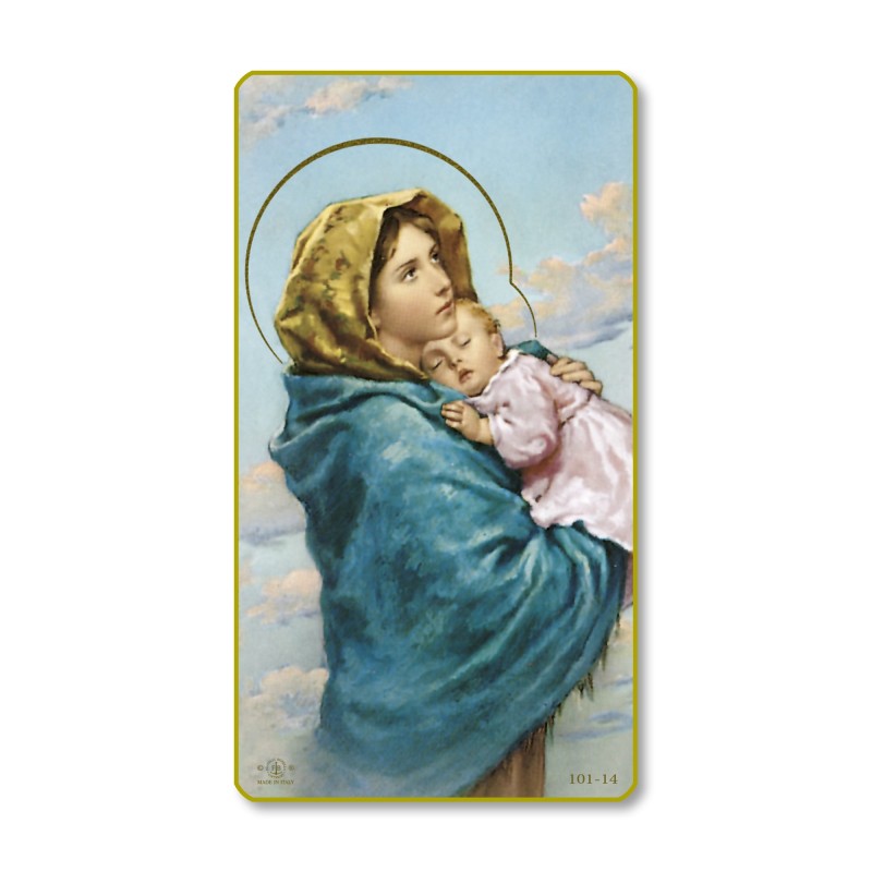 Santino della Madonnina del Ferruzzi con bordo dorato e angoli stondati Santino della Madonnina del Ferruzzi con bordo dorato e angoli stondati