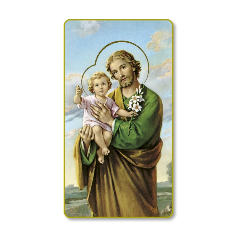 Santino di San Giuseppe con bordo dorato e angoli stondati Santino di San Giuseppe con bordo dorato e angoli stondati