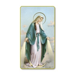 Santino della Madonna Miracolosa di profilo con bordo dorato e angoli stondati