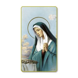 Santino della Madonna Addolorata con bordo dorato e angoli stondati