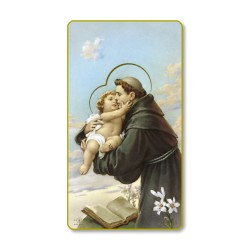 Santino di Sant'Antonio da Padova con bordo dorato e angoli stondati