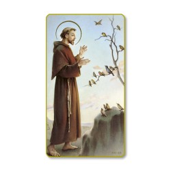 Santino di San Francesco d'Assisi con bordo dorato e angoli stondati