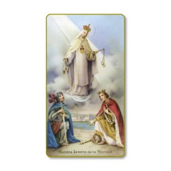 Santino con bordo dorato e angoli stondati della N.S. Merced