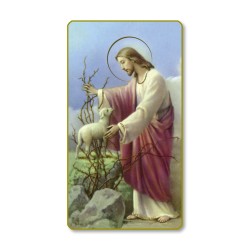 Santino con bordo dorato e angoli stondati di Gesù Buon Pastore