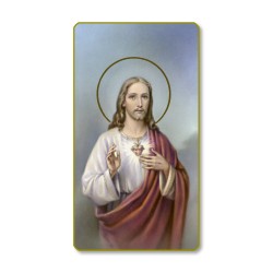 Santino con bordo dorato e angoli stondati del Sacro Cuore di Gesù
