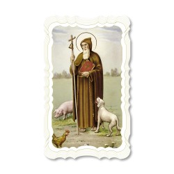 Santino di Sant'Antonio Abate. Stampato in carta pregiata con oro a caldo e preghiera a retro