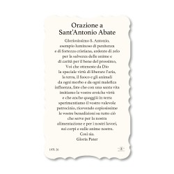 Santino di Sant'Antonio Abate. Stampato in carta pregiata con oro a caldo e preghiera a retro