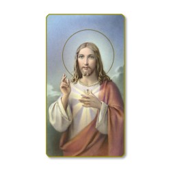 Santino con bordo dorato e angoli stondati di Sacro Cuore di Gesù