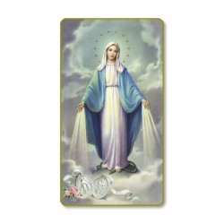 Santino con bordo dorato e angoli stondati della Madonna Miracolosa