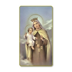Santino con bordo dorato e angoli stondati della Madonna del Carmelo