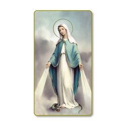 Santino con bordo dorato e angoli stondati della Madonna Miracolosa