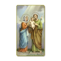 Santino con bordo dorato e angoli stondati della Sacra Famiglia