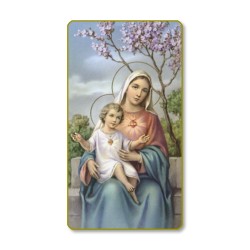 Santino con bordo dorato e angoli stondati della Madonna Con Bambino