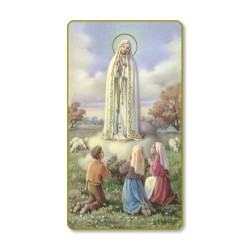 Santino con bordo dorato e angoli stondati della Madonna di Fatima
