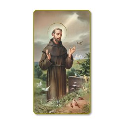 Santino con bordo dorato e angoli stondati di San Francesco d'Assisi