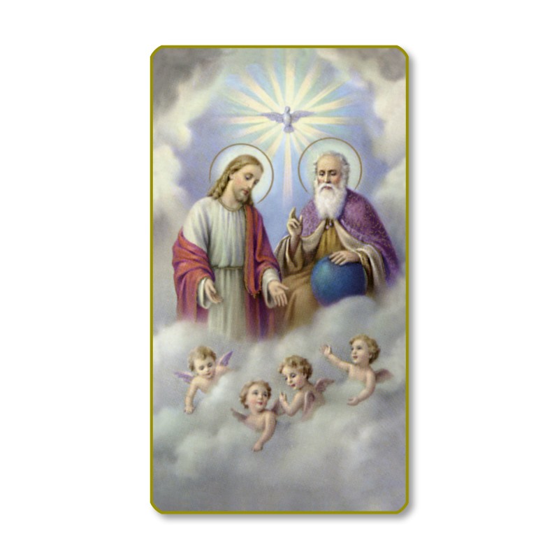 Santino con bordo dorato e angoli stondati della Trinità Santino con bordo dorato e angoli stondati della Trinità