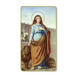 Santino con bordo dorato e angoli stondati di Santa Tecla
