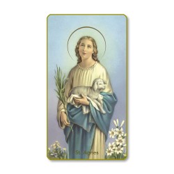 Santino con bordo dorato e angoli stondati di Sant'Agnese