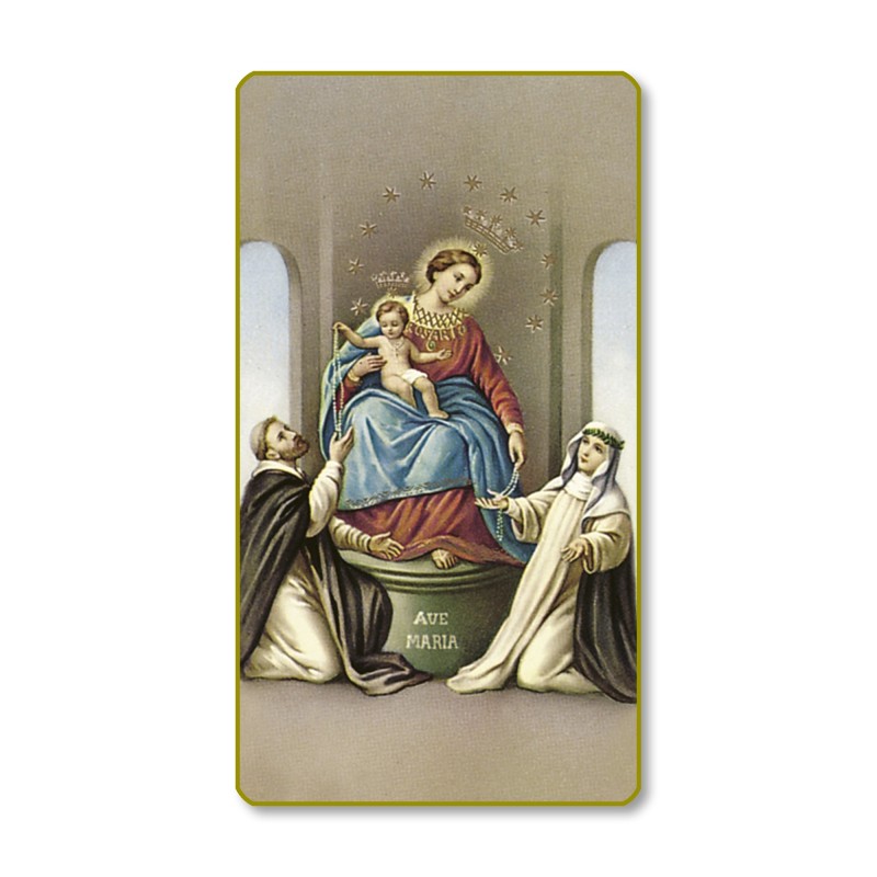 Santino con bordo dorato e angoli stondati della Madonna di Pompei Santino con bordo dorato e angoli stondati della Madonna di Pompei