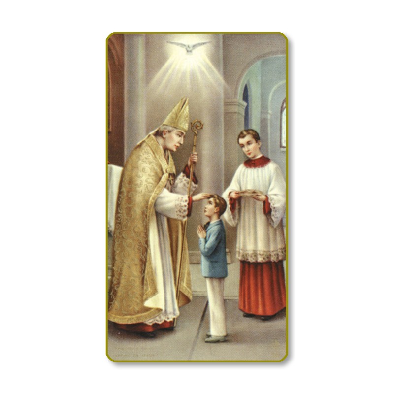 Santino con bordo dorato e angoli stondati della Cresima bimbo Santino con bordo dorato e angoli stondati della Cresima bimbo