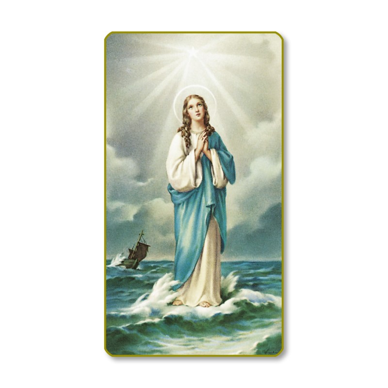 Santino con bordo dorato e angoli stondati della Madonna Stella Maris Santino con bordo dorato e angoli stondati della Madonna Stella Maris