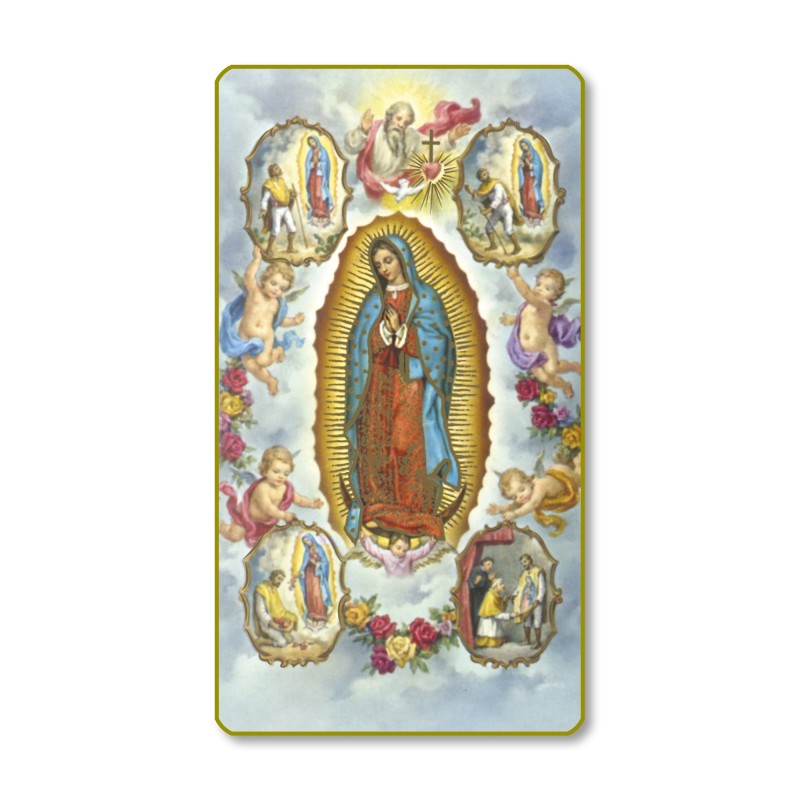 Santino con bordo dorato e angoli stondati della Madonna di Guadalupe Santino con bordo dorato e angoli stondati della Madonna di Guadalupe