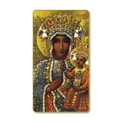 Santino con bordo dorato e angoli stondati della Madonna di Czestochowa