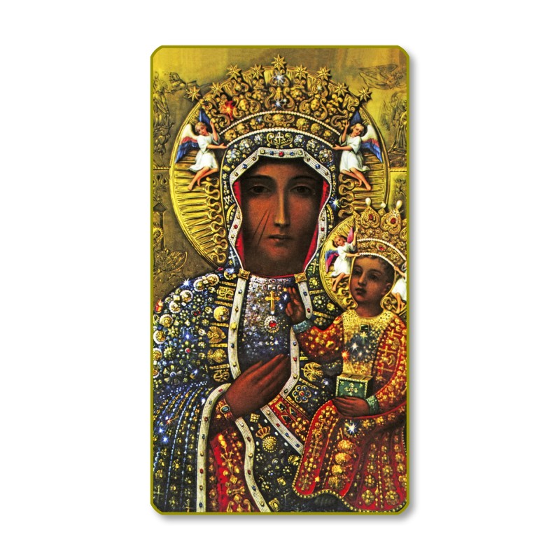Santino con bordo dorato e angoli stondati della Madonna di Czestochowa Santino con bordo dorato e angoli stondati della Madonna di Czestochowa