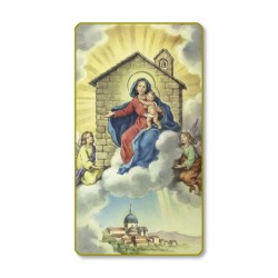 Santino con bordo dorato e angoli stondati della Madonna di Loreto