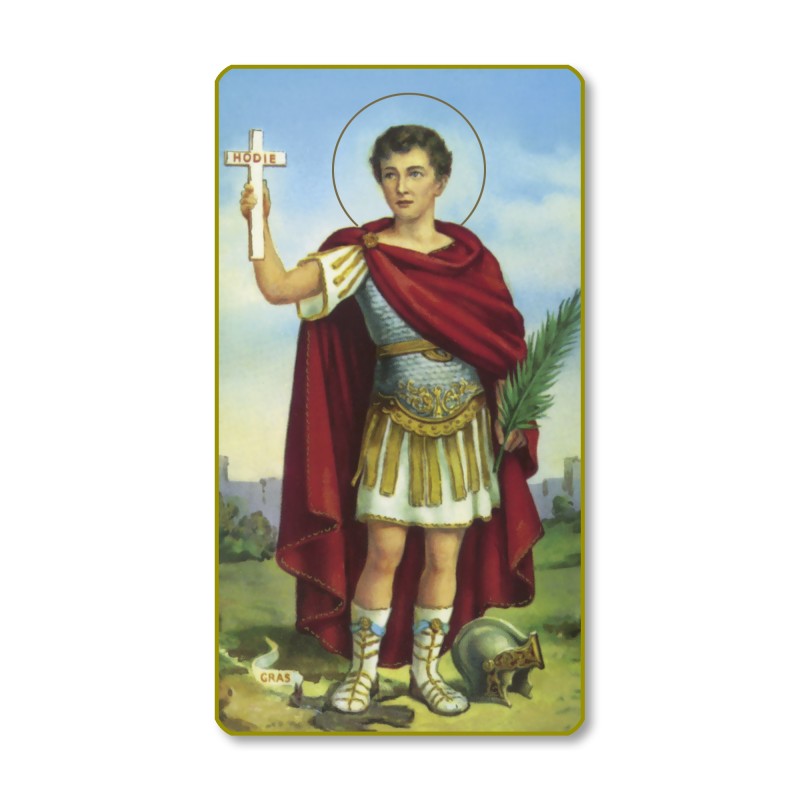 Santino con bordo dorato e angoli stondati di Sant'Espedito Santino con bordo dorato e angoli stondati di Sant'Espedito