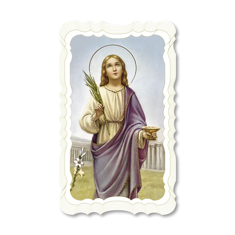 Santino di Santa Lucia. Stampato in carta pregiata con oro a caldo e preghiera a retro Santino di Santa Lucia. Stampato in carta pregiata con oro a caldo e preghiera a retro