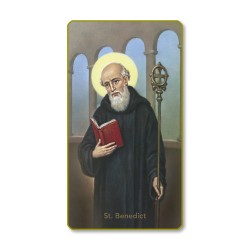 Santino con bordo dorato e angoli stondati di San Benedetto
