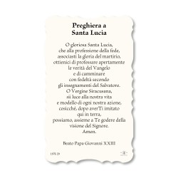 Santino di Santa Lucia. Stampato in carta pregiata con oro a caldo e preghiera a retro