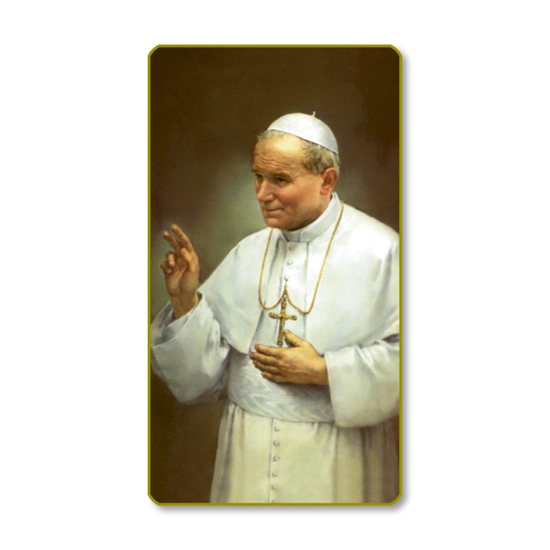 Santino con bordo dorato e angoli stondati di Papa Giovanni Paolo II