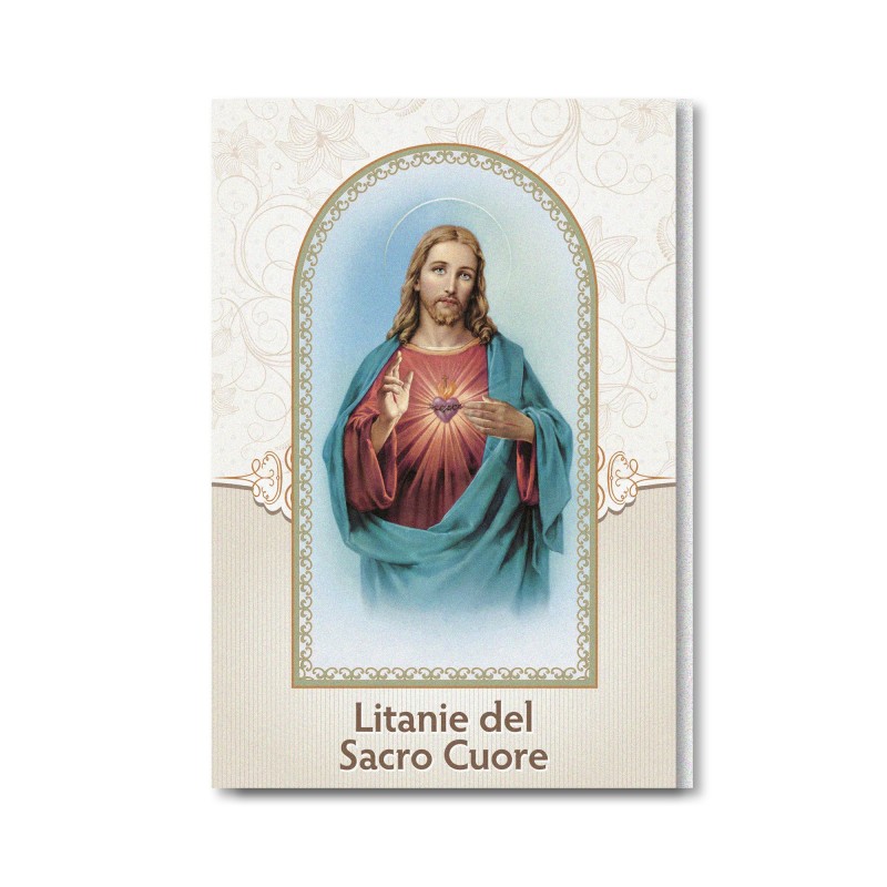 Biglietto in carta perlata con litanie al Sacro Cuore di Gesù Biglietto in carta perlata con litanie al Sacro Cuore di Gesù