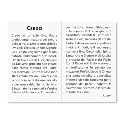 Biglietto in carta perlata con il Credo