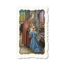 Santino di San Biagio. Stampato in carta pregiata con oro a caldo e preghiera a retro