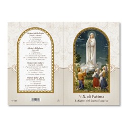 Biglietto in carta perlata con I Misteri del Santo Rosario