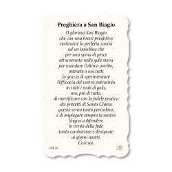 Santino di San Biagio. Stampato in carta pregiata con oro a caldo e preghiera a retro