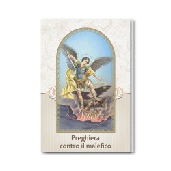 Biglietto in carta perlata con la preghiera contro il malefico