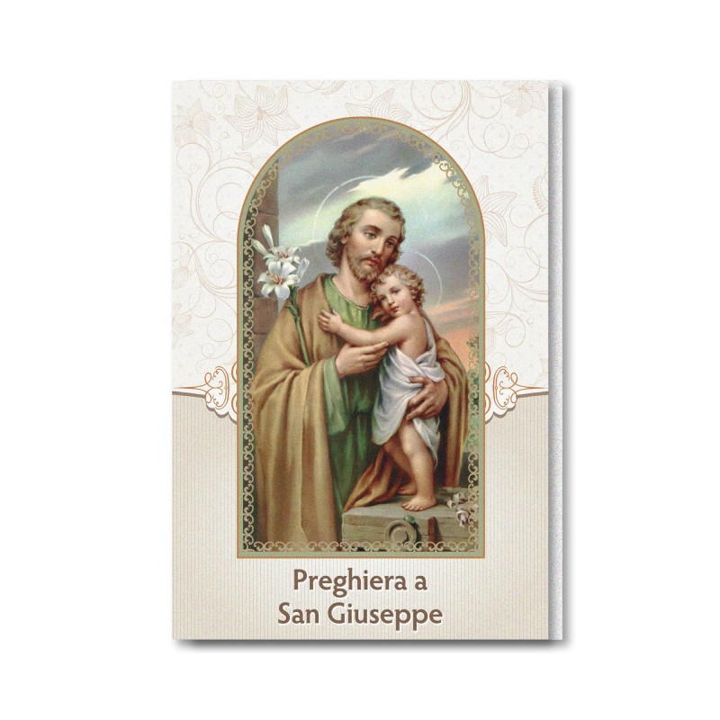 Biglietto in carta perlata con la preghiera a San Giuseppe Biglietto in carta perlata con la preghiera a San Giuseppe
