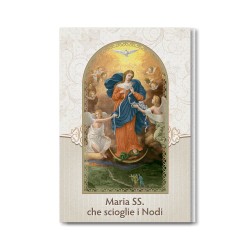 Biglietto in carta perlata con Maria che scioglie i nodi