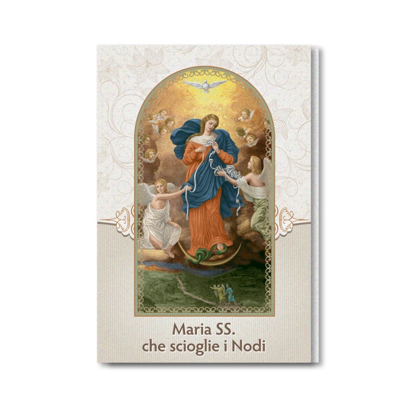 Biglietto in carta perlata con Maria che scioglie i nodi Biglietto in carta perlata con Maria che scioglie i nodi