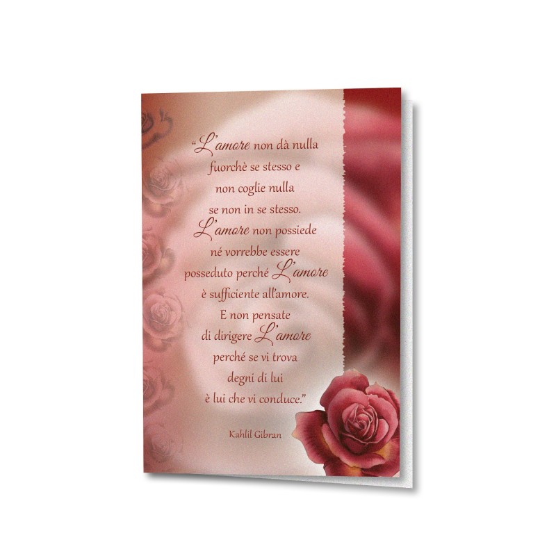 Biglietto a tema floreale in carta perlata con l'Amore di Gibran Biglietto a tema floreale in carta perlata con l'Amore di Gibran