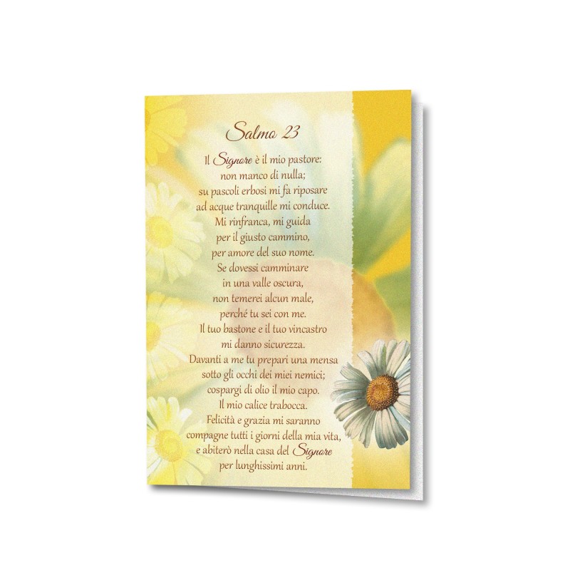 Biglietto a tema floreale in carta perlata con il Salmo 23 Biglietto a tema floreale in carta perlata con il Salmo 23