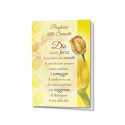 Biglietto a tema floreale in carta perlata con la Preghiera della Serenità